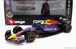 ROZBALENO - Bburago Red bull F1  Rb19 Team Oracle Red Bull Racing N 1 World Champion Winner Las Vegas Usa Gp 2023 Max Verstappen 1:18 Fialová Žlutá Červená