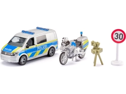 SIKU Super – Volkswagen T6 policajná dodávka s motorkou 1:50