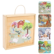 2Kids Toys Puzzle v dřevěné krabici Čtyři roční období - poškozený obal