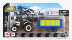 Maisto Valtra Q305 Tractor With Trailer 2018 1:64 bielo-modro-žltá
