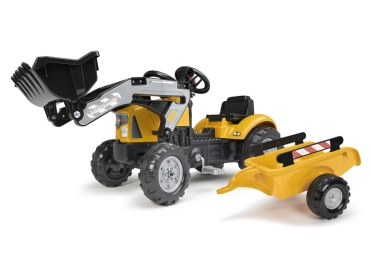FALK - Šliapací traktor Super Builder s nakladačom a vlečkou