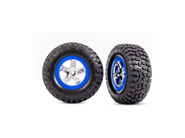 Traxxas koleso 2.2/3.0", disk SCT chrómovaný/modrý, pneu KM2 (2)