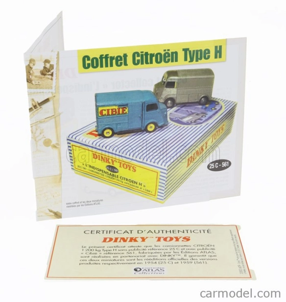 Edicola Citroen Set L'indispensable Citroen 2x H-type 1200kg Van Cibie 1955 - Coffret Box 1:43 Stříbrná Modrá