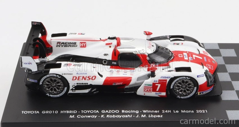 Spark-model Toyota Gr010 3.5l V6 Twin Turbo Hybrid Team Gazoo Racing N 7 Winner 24h Le Mans 2021 M.conway - K.kobayashi - J.m.lopez 1:87 Biela červená