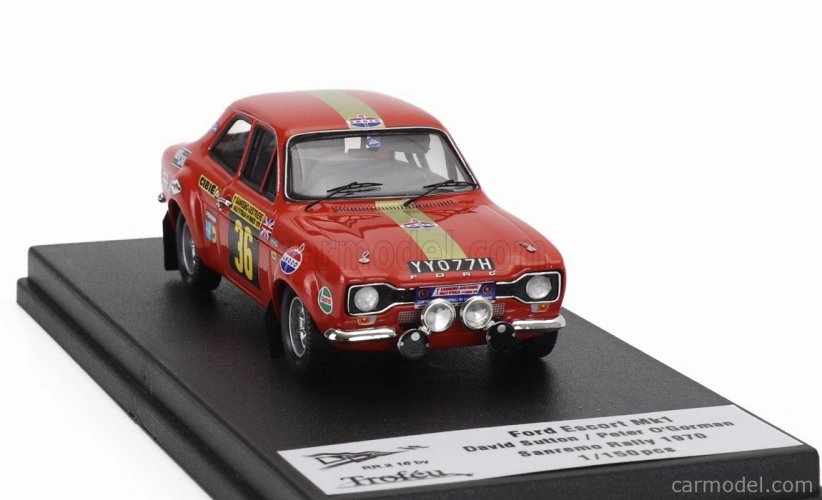 Trofeu Ford england Escort Mki (nočná verzia) N 36 Rally Sanremo 1970 David Sutton - Peter O'gorman 1:43 Červená