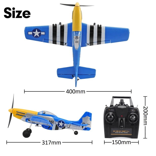 RC lietadlo Volantex Mustang P51D, modré | RCprofi.sk