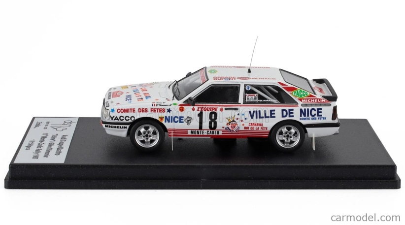 Trofeu Audi Quattro Coupe N 18 Rally Montecarlo 1987 Tchine - Gilles Thimonier 1:43 Bílá