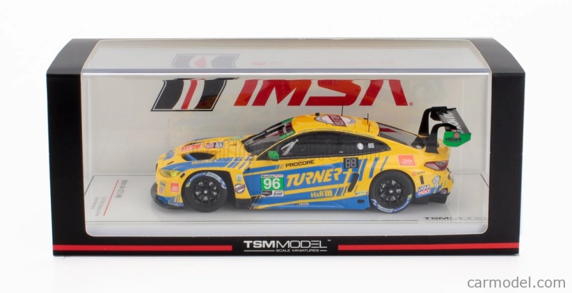 Truescale BMW radu 4 M4 Gt3 3.0l Twin Turbo Team Turner Motorsport N 96 Imsa 24h Daytona 2024 Michael Dinan - Robby Foley - Patrick Gallagher - Jens Klingmann 1:43 žltá modrá