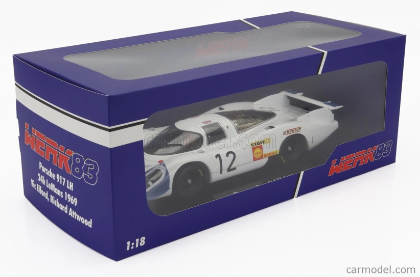 Werk83 Porsche 917lh 4.5l Team Porsche System Engeneering N 12 24h Le Mans 1969 Vic Elford - Richard Attwood 1:18 Bílá Modrá