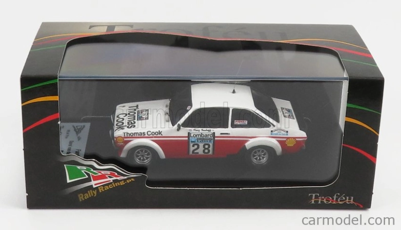 Trofeu Ford england Escort Mkii N 28 Rally Rac Lombard 1980 S.van Der Merwe - F.boshoff 1:43 Biela červená