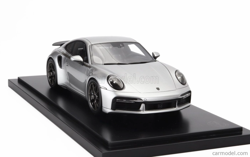 Spark-model Porsche 911 992 Turbo Coupe 2024 - 50th Anniversary 911 Turbo - Con Vetrina - With Showcase 1:18 Silver