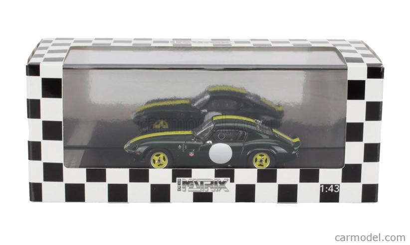 Modely v mierke Matrix Lotus Elan 26r Coupe N 00 Racing 1964 1:43 Zelená Žltá