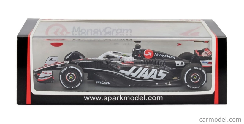 Spark-model Haas F1 Fw24 Team Moneygram Haas N 50 Azerbaijan Gp 2024 Oliver Bearman 1:43 Black White