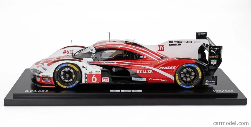 Spark-model Porsche 963 9rd 4.6l Turbo V8 Team Porsche Penske Motorsport N 6 4. 24h Le Mans (pole position) 2024 Kevin Estre - Andre Lotterer - Laurens Vanthoor - Con Vetrina - S vitrínou 1:18 Červená Biela Čierna