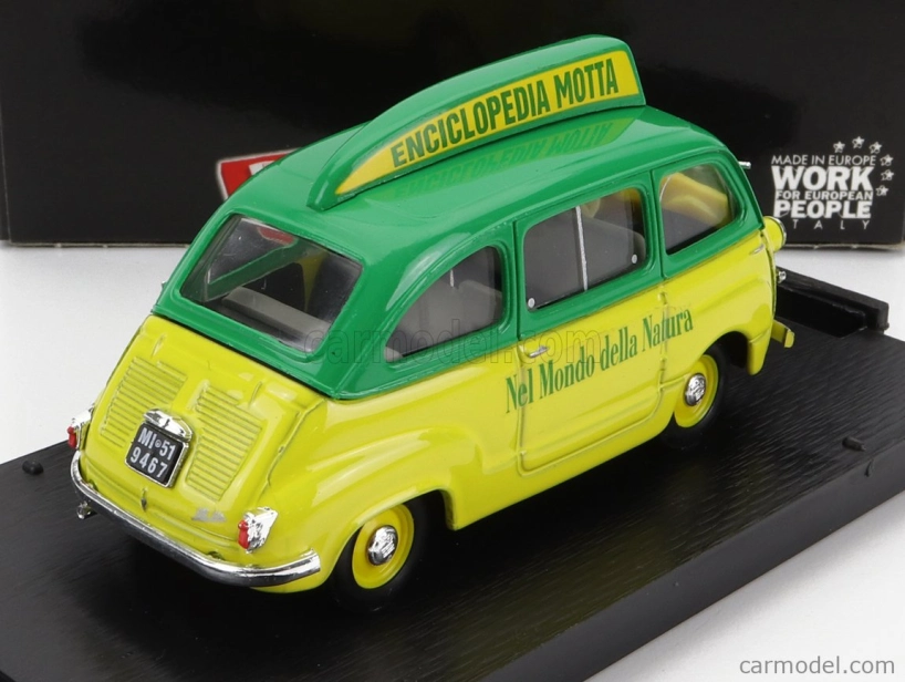 Brumm Fiat 600 Multipla - Enciclopedia Motta 1956 1:43 Žlutá Zelená