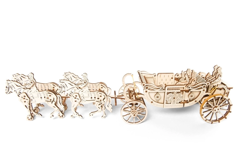 Ugears 3D drevené mechanické puzzle Kráľovský koč