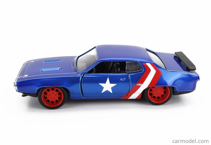 Jada Plymouth Gtx s postavičkou Kapitána Ameriky 1972 1:32 Modrá červená biela