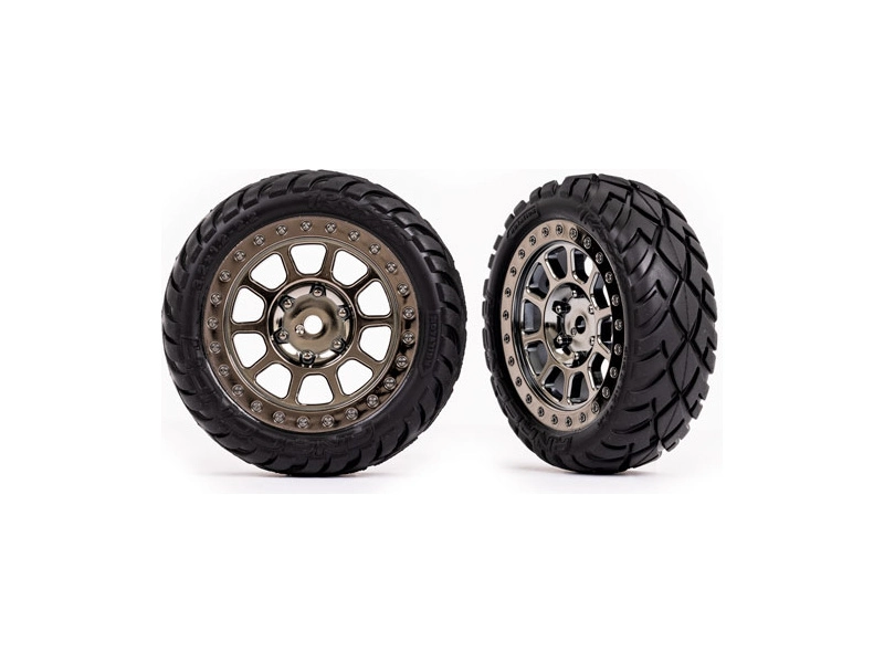 Traxxas koleso 2.2", disk načierno chrómovaný, pneu Anaconda (2) (predné)