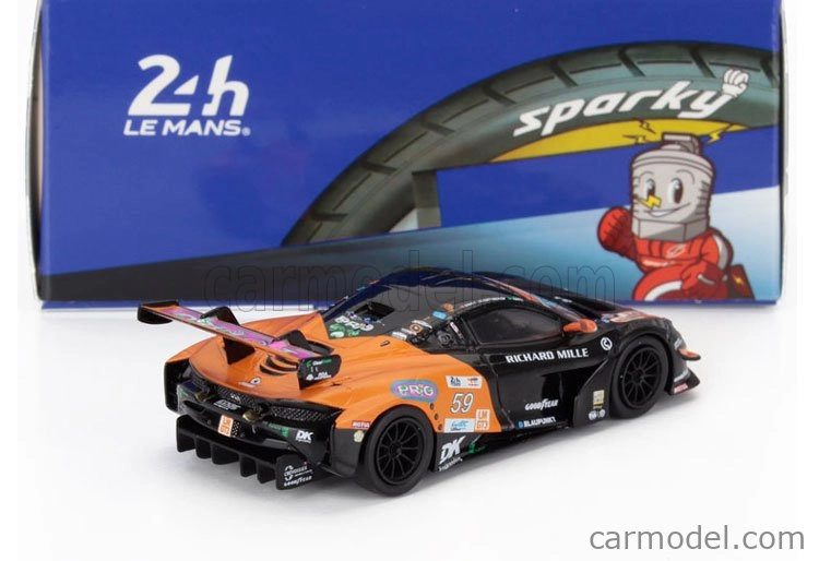 Spark-model Mclaren 720s Gt3 Evo M840t 4.0l V8 Turbo Team United Autosports N 59 24h Le Mans 2024 Nicolas Costa - James Cotingham - Gregoire Saucy 1:64 Černá Oranžová