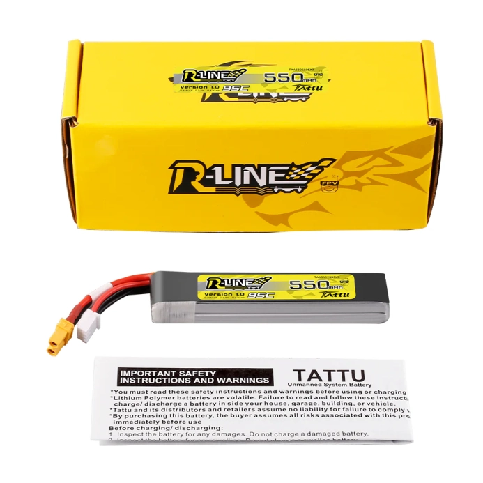 Tattu akumulátor LiPo R-Line 550mAh 7.4V 2S1P 95C Long-Pack | RCprofi.cz