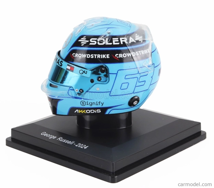 Spark-model Bell helmet Casco Helmet F1 George Russell Team Amg Petronas Motorsport Formula One N 63 Season 2024 1:5 Modrá Černá