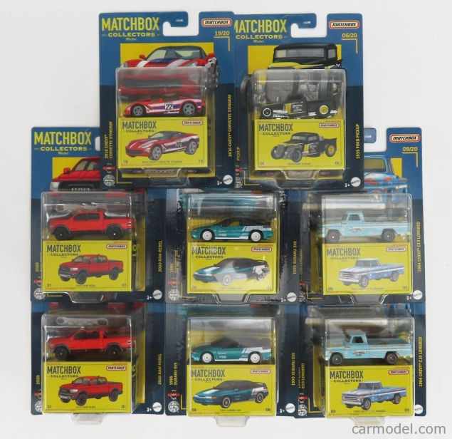 Mattel hot wheels Chevrolet Set Assortment 8 kusov - 2x C-10 Pick-up - 2x Dodge Ram Pick-up - 2x Subaru Svx - 1x Ford Pick-up - 1x Corvette 1:64 Various