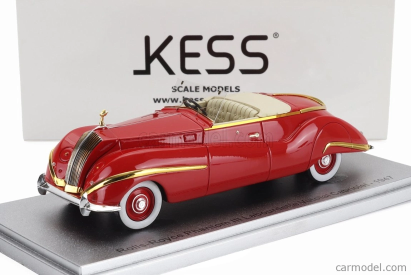 Kess-model Rolls royce Phantom Iii Labourdette Vutotal Cabriolet Open 1947 1:43 Red Gold