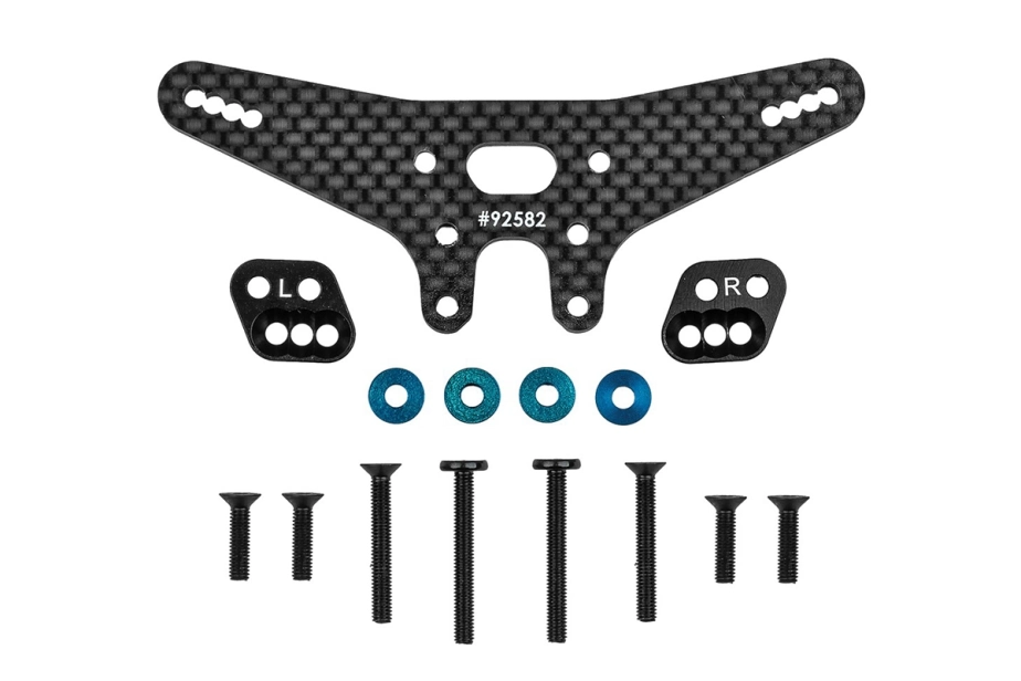 RC10B7.1 FT Konverzní sada zadní věže tlumičů Gull Dropper desek, - 2mm