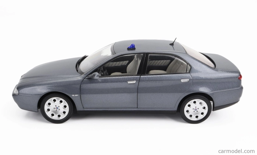 Mitica-diecast Alfa romeo 166 2.4 Jtd (with  Decals Comando Esercito Italiano E Civile) 1998 – (lampeggiante Applicabile Con Biadesivo - Flashing Light With Double-sided Tape) 1:18 Nettuno Grey Met