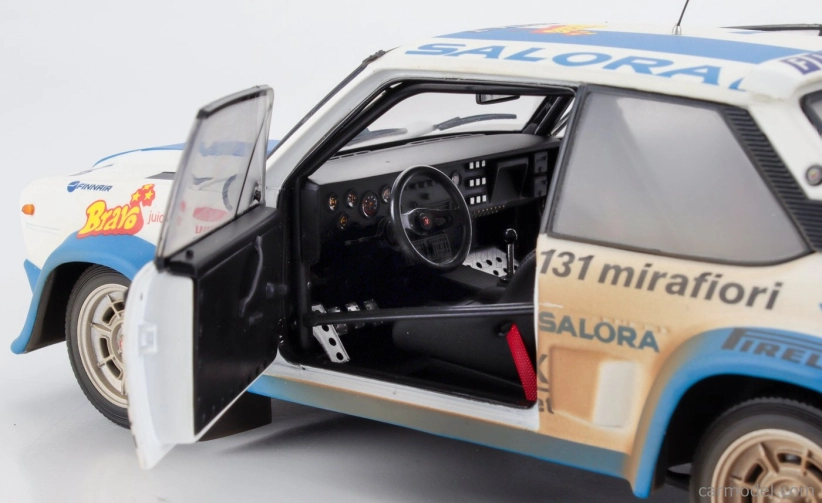 Kyosho Fiat 131 Abarth (špinavá a nočná verzia) N 1 Winner Rally 1000 Lakes 1980 Markku Alen - Ilkka Kivimaki 1:18 White Light Blue
