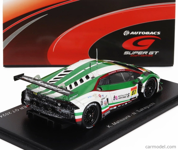 Spark-model Lamborghini Lamborghini Gt3 Team Jloc N 87 Gt300 Class Super Gt 2024 Kosuke Matsuura - Natsu Sakaguchi 1:43 Zelená Biela