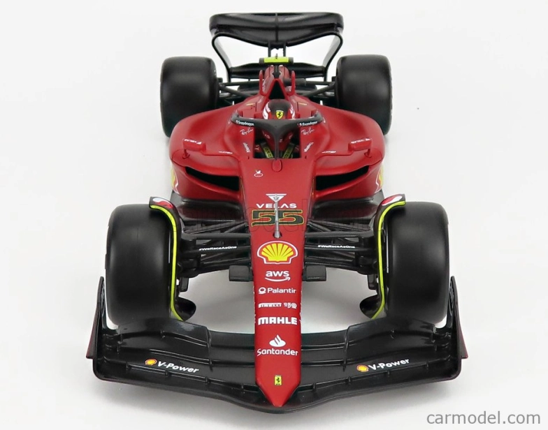 Bburago Ferrari F1-75 Scuderia Ferrari N 55 Season 2022 Carlos Sainz 1:18, červená