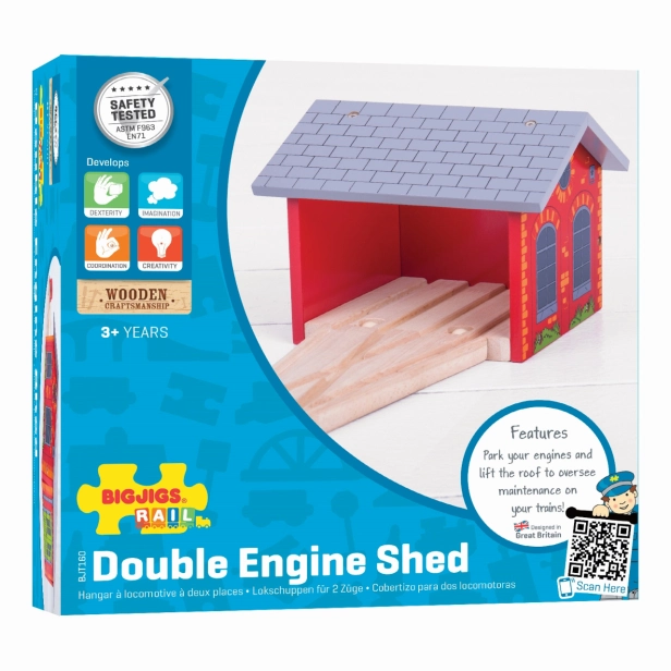 Bigjigs Rail Brick depo pre dva vlaky