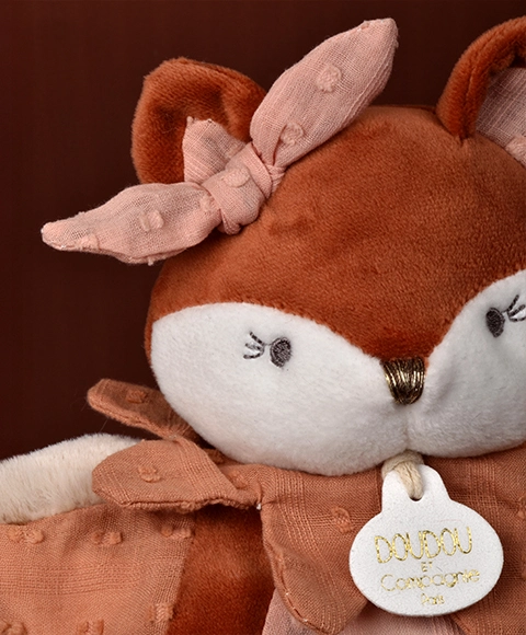 Doudou Plyšová maňuška líška Mina ružová 25 cm