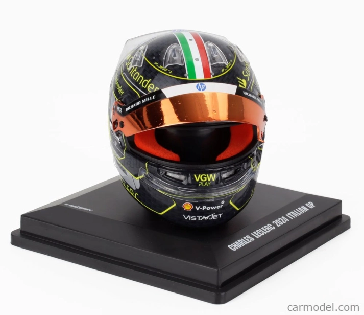 Looksmart Bell helmet Casco Helmet F1 Charles Leclerc Team Ferrari Hp N 16 Winner Monza Italy Gp 2024 1:5 Black