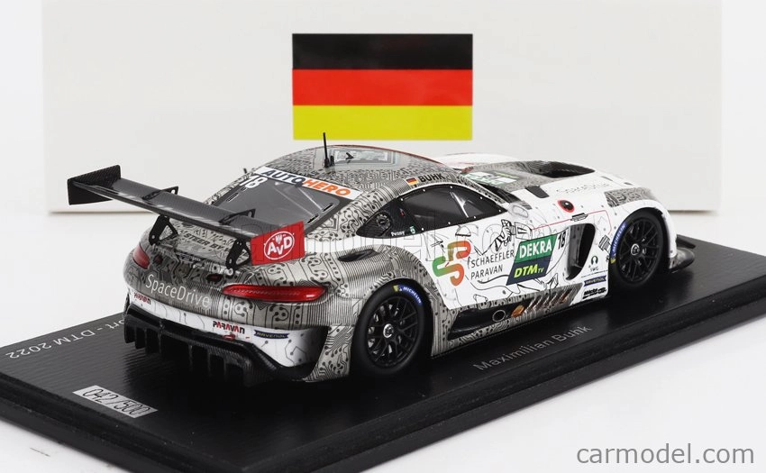 Iskrový model Mercedes Benz Amg Gt3 Evo Team Mucke Motorsport N 18 Dtm Sezóna 2022 Maximilian Buhk 1:43 Bielo-sivá