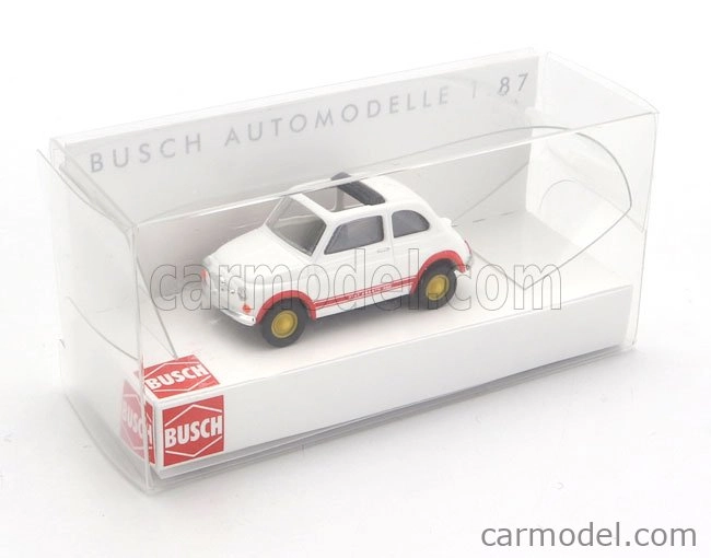 Busch Fiat 500 Abarth 595 Open Roof 1965 1:87 Bílá Červená
