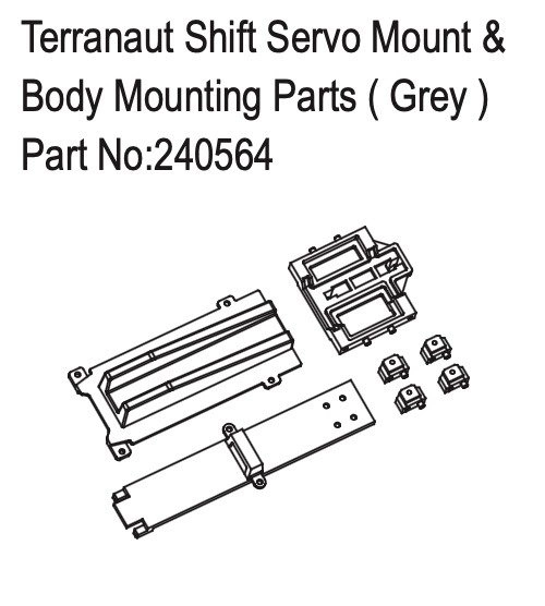 HBP240564 - Terranaut Shift Servo Mount & Body Mounting Parts ( Grey )