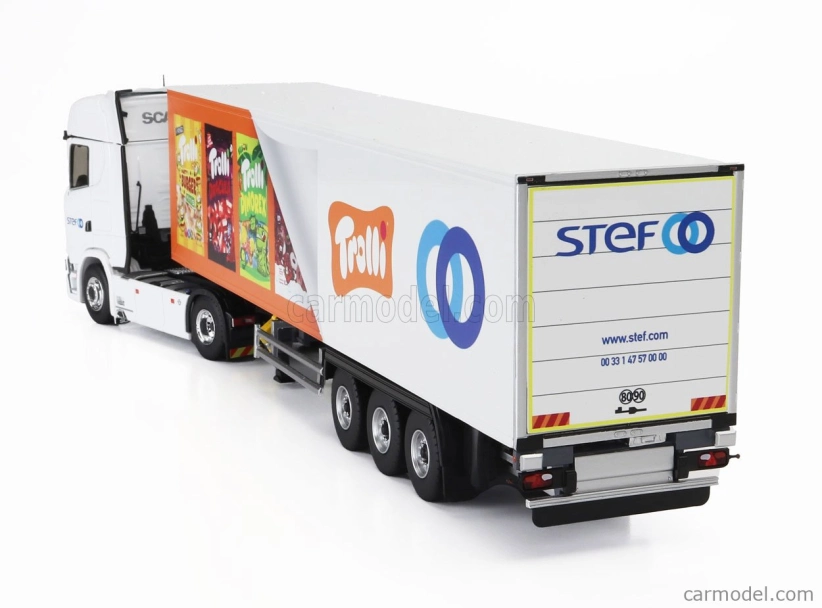 Eligor Scania S770 V8 Truck Semi-frigo Trolli Transports 2020 1:43 Biela oranžová
