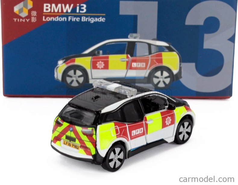 Tiny toys BMW I3 London Fire Engine Brigade Department (b39) 2014 1:64 Černá Bílá Červená Žlutá