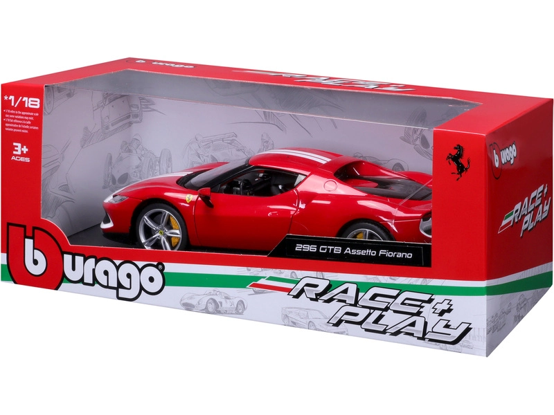 Bburago Ferrari 296 Gtb Assetto Fiorano 2022 1:18 Červená Bílá