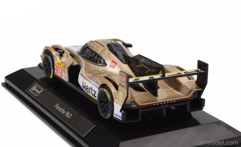 Bburago Porsche 963 9rd 4.6l Turbo V8 Team Hertz Jota N 12 24h Le Mans 2024 Will Stevens - Norman Nato - Callum Ilott 1:43 Bílé Zlato