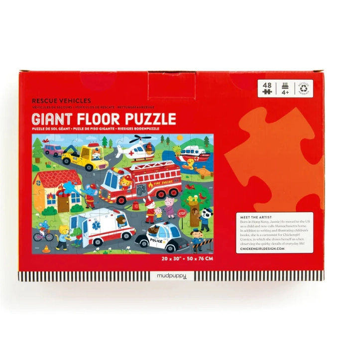 Mudpuppy Velké podlahové puzzle Záchranná vozidla 48 dílků