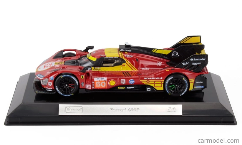 Bburago Ferrari 499p 3.0l Turbo V6 Team Ferrari Af Corse N 50 Winner 24h Le Mans 2024 Antonio Fuoco – Miguel Molina – Nicklas Nielsen – With Showcase 1:43 Red