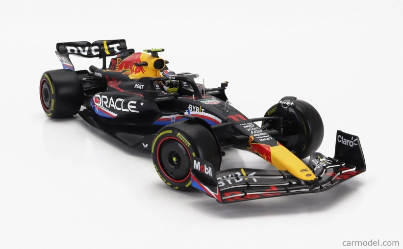 Bburago Red bull F1 Rb19 Team Oracle Red Bull Racing N 11 4th Austin Usa Gp 2023 Sergio Perez 1:18 Matt Blue