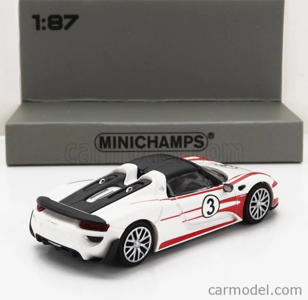 Minichamps Porsche 918 Spyder Salzburg Racing Design N 3 Weissachpackage 2015 1:87 Červená Bílá