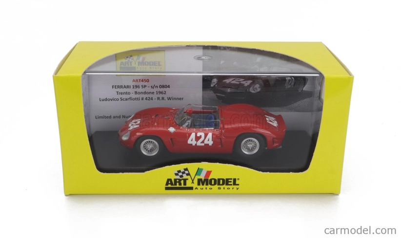 Art-model Ferrari 196 Sp S/n 0804 N 424 Winner Rally Trento-bondone 1962 L.scarfiotti 1:43 Červená