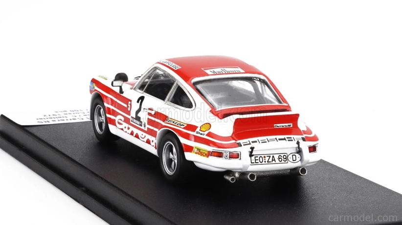 Trofeu Porsche 911 Carrera Rs Coupe (night Version) N 2 Rally Tour De Corse 1972 Gerard Larrousse - Christian Delferier 1:43 Bílá Červená
