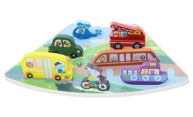 2Kids Toys Dřevěné puzzle Dopravní prostředky propojitelné