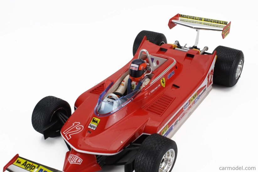 Bburago Ferrari F1  312t4 N 12 Winner Watkins Glen Gp Usa (with Pilot Figure And Rain Wheels) 1979 Gilles Villeneuve 1:18 Red